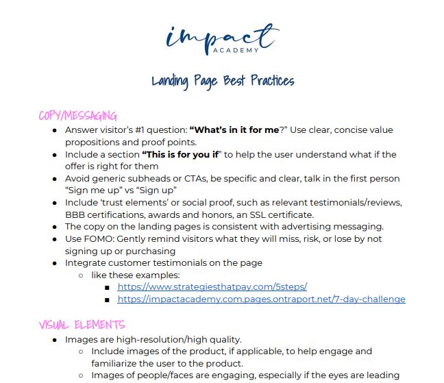 landing page best practices